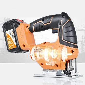 Cheap 21V Jig Saw, Variable Speed Includes 6pcs Blades, Metal Ruler, Dust Pipe, Allen Wrench Electric Saw Tools