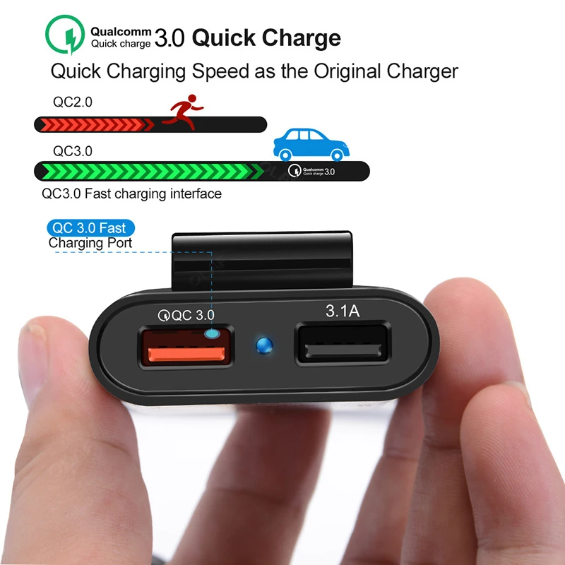 USB Автомобильное зарядное устройство 4 порта QC3.0+ A+ 3.1A Универсальный USB Быстрый адаптер с удлинение ноги кабель для MPV автомобильный телефон