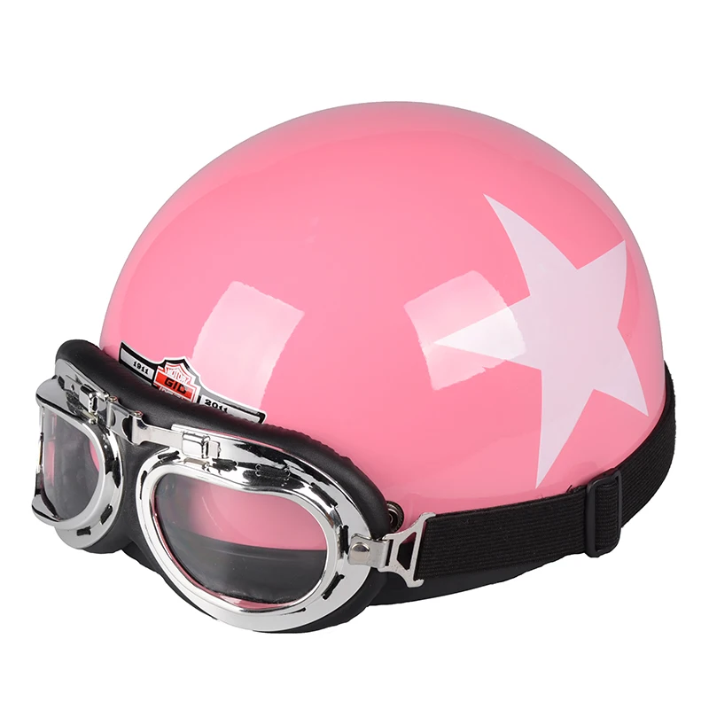 7 цветов ABS ретро мотоцикл открытый лицо половина Синтетическая кожа шлем с визером УФ очки Многоцветный мотоциклетный шлем - Цвет: 3