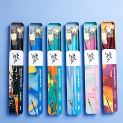 Ensemble de 10 craies à eau en forme d'éventail, stylo à tête plate, brosse à aquarelle, stylo à ligne de couleur pour débutants, fournitures d'art de peinture 