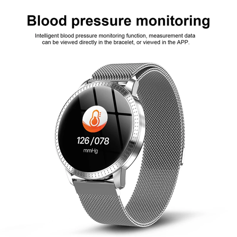 SCELTECH Women Smart Watch IPS Screen Waterproof Blood Pressure Monitoring Metal Starp Multi Sport Modes CF18 SmartWatch