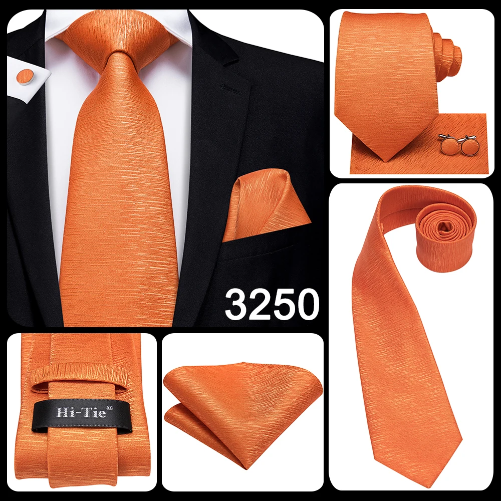 Hallo-Krawatte Orange Solide Paisley männer Krawatte Set Seide Hochzeit Krawatte Für Männer Neue Mode Designer Qualität Hanky manschettenknöpfe Set Dropshipping – Detail 15