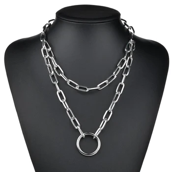 

2020 punk rock circle Shape Chain Presents&Necklace For women Stainless Steel Necklaces Statement Bijoux Femme Necklace SE200019