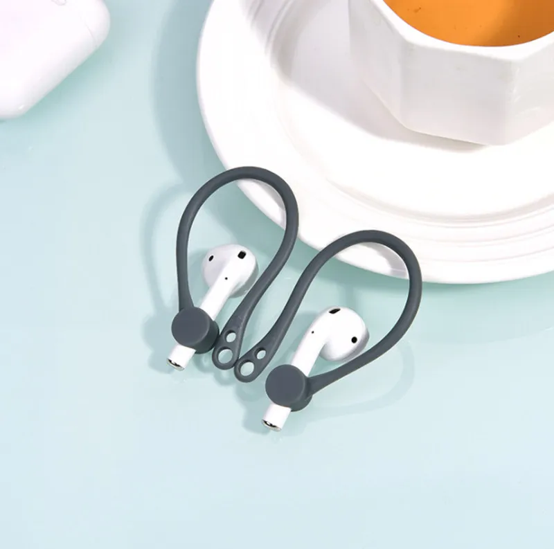 100 Pcs Portable Earphone Loop for AirPods Anti-lost Strap Bluetooth Headphones for AirPod Silicone Strap Case - Цвет: Gray
