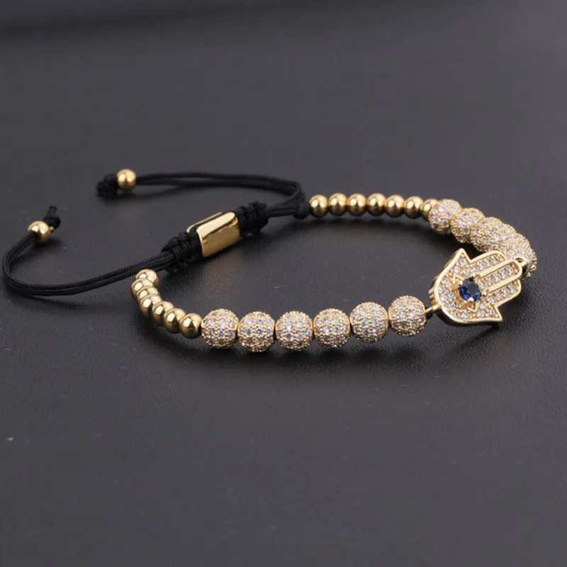 JARAVVI Fashion Luxury Elegant CZ Micro Pave Hand Charm Cute Design Beaded Adjustable Macrame Bracelets Women Men - Image 4