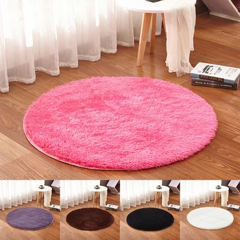 

Short Plush Rugs for Bedroom Shaggy Area Rug Modern Mat Washable Round Soft Black and Red Rugs for Living Room Decorations DW268