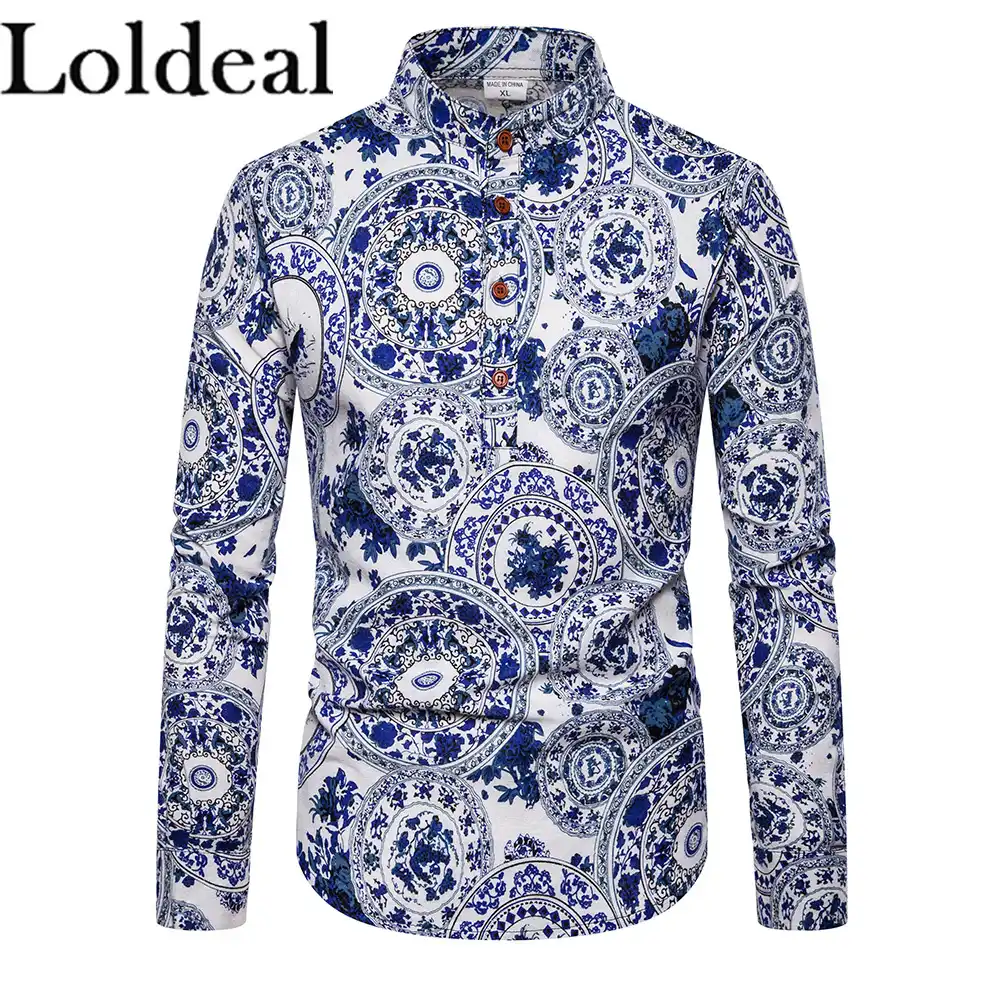 men's chinoiserie cotton slim shirt
