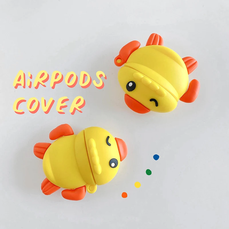 Симпатичный мультяшный чехол плавающая утка для AirPods 1 2 Pro зарядный футляр мягкий