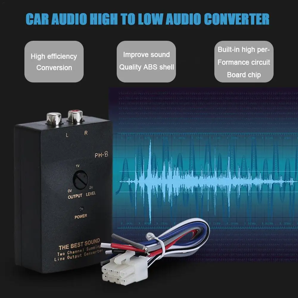 Universal Car Stereo 2-Channel Line 50W Adjustable Audio Converter Amplifier Adapter Output RCA Eliminate Current Noise car cd player