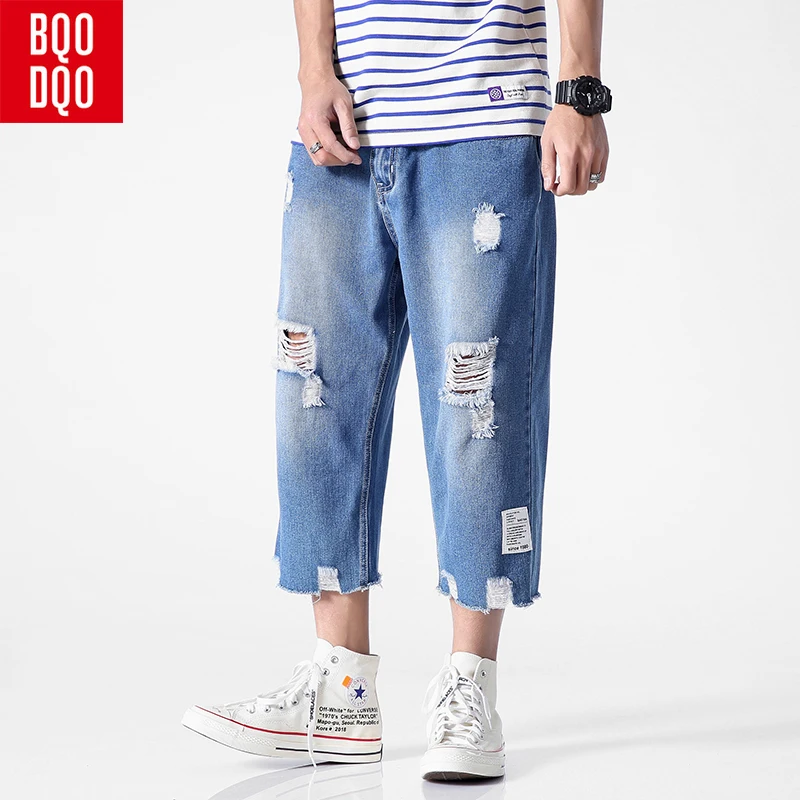 

BQODQO 2019 Jeans For Men Denim Plus Size Pants Hole Summer Game Jeans Fashion Streetwear Hip Hop Trouser Trendy Stylish Casual