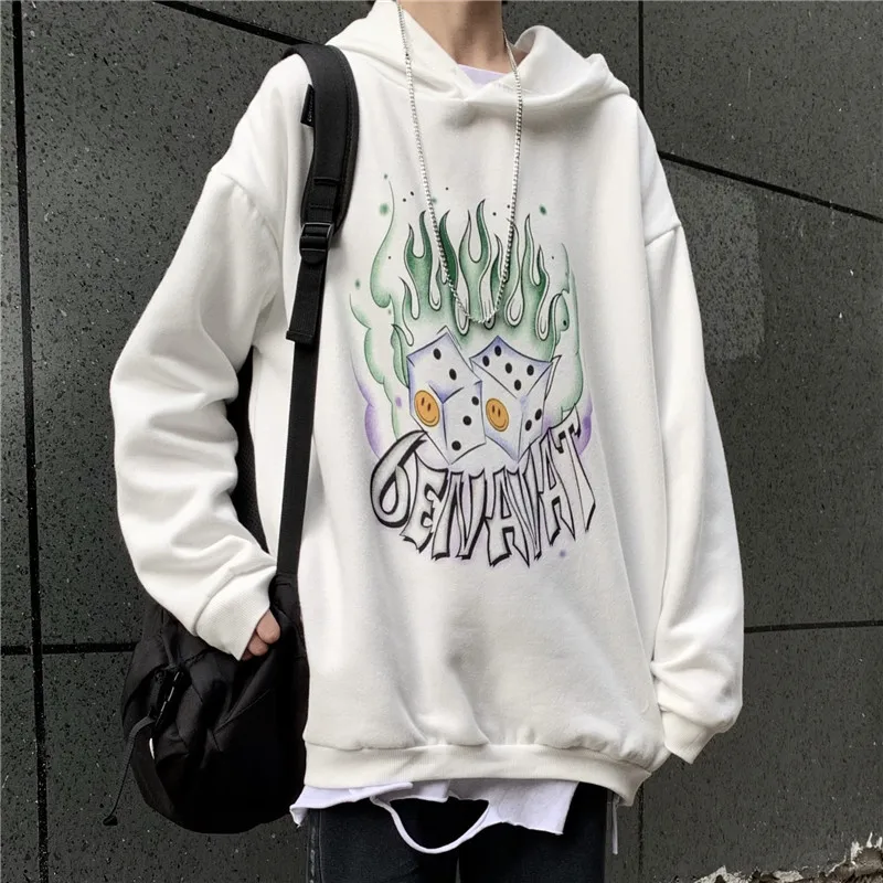 Lychee Harajuku, Женская флисовая толстовка с капюшоном и принтом пламени, весенние, осенние, зимние дамские свитшоты, повседневные свободные женские толстовки с капюшоном