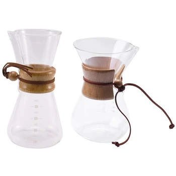 

HOT-2x 800ML /600ML Heat Resistant Glass Coffee Pot Coffee Brewer Cups Counted Coffee Maker Barista Percolator