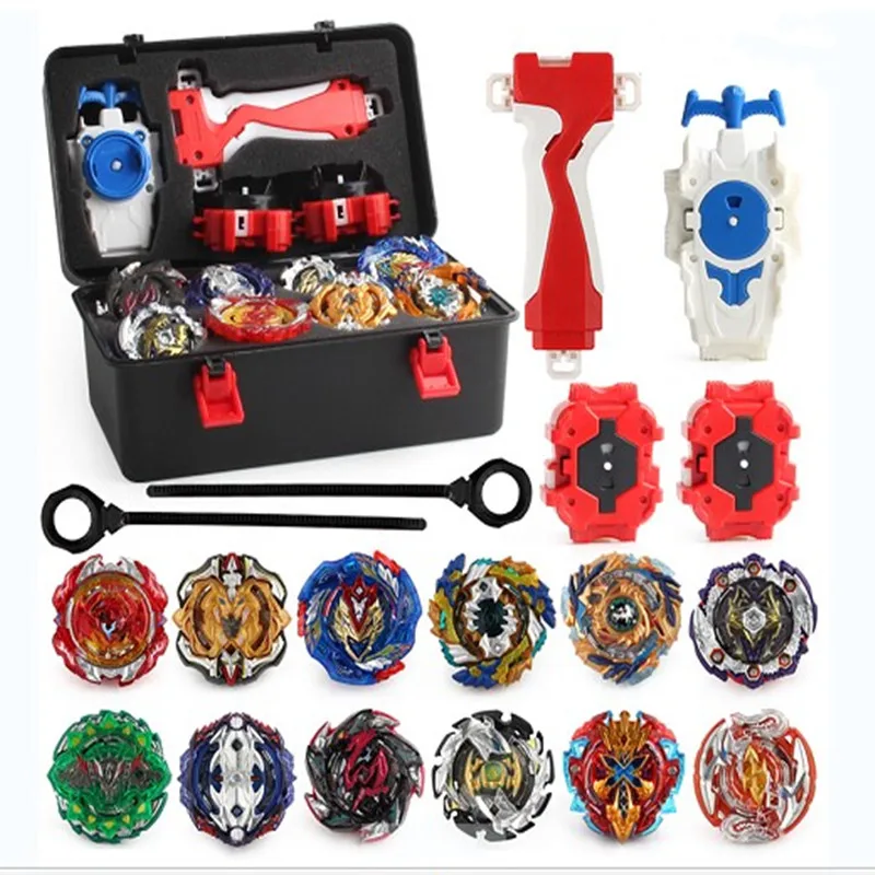 

XD168-21 Tops Burst Set Toys Alloy Metal Fidget Spinner Metal Bearing Fighting Gyro with Launcher Toolbox Stress Relief Toys