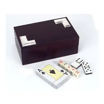 

Wooden box with table sets and silver bilaminate detail