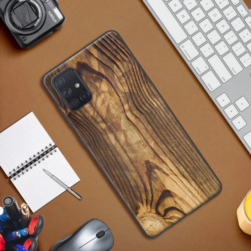 Чехол с рисунком деревянных зерен и камней для Samsung Galaxy A71 мягкий чехол накладка