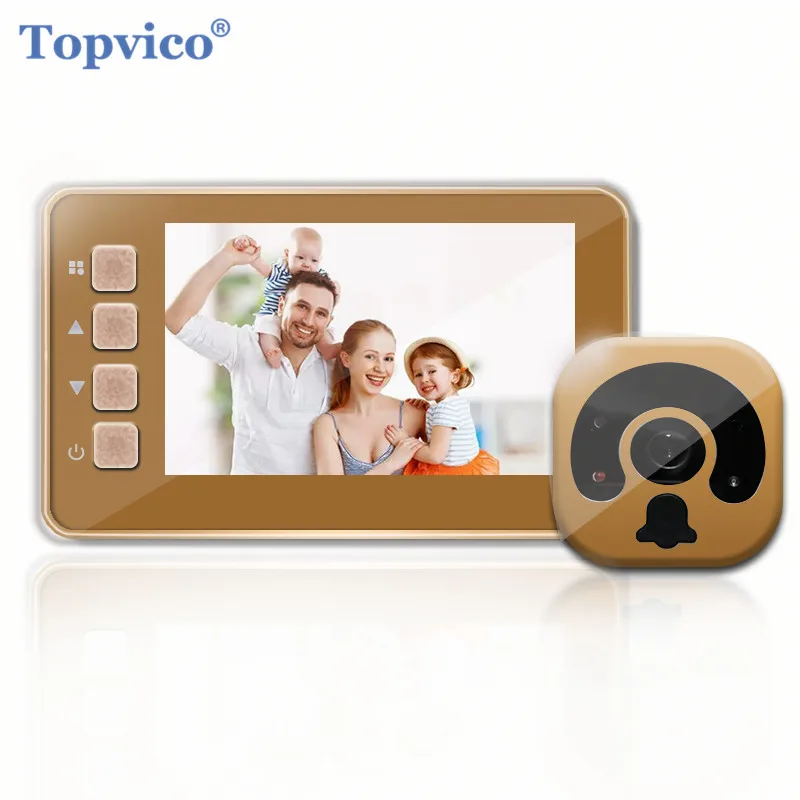 

Topvico Video Peephole Doorbell Camera with 4.3" Color Monitor Photo Video Record Video-eye Digital Door Viewer Ring IR Night