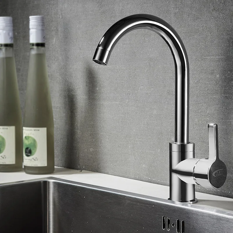 

Manufacturers Direct Selling 360-Degree Copper Kitchen Faucet Hot And Cold Mixing Water Rotating Base Washing Basin Big Bend Tap