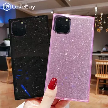 

Lovebay Square Shockproof Phone Case For iPhone 7 8 6 6s Plus 11 Pro X XR XS Max Bling Glitter Paper Candy Soft TPU Back Cover
