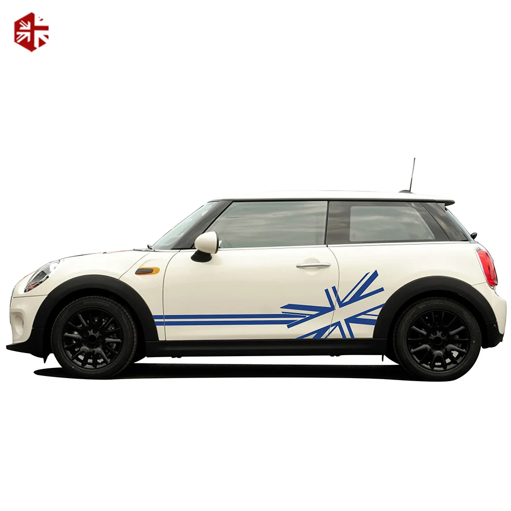 2 Pcs Union Jack Flag Style Car Door Side Stripes Sticker Body Decal For MINI Cooper S F56 2014-present One JCW Accessories