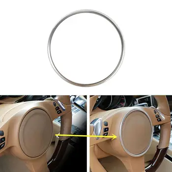 

For Porsche Panamera 2015 Silvery Steering wheel Aluminum alloy Decorative Trim Car accessories Car modification