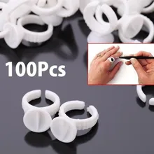 100 шт. клей для ресниц поддон держатель набор Красота Макияж одноразовый контейнер для клея держатель кольцо поддон для наращивания ресниц татуировки пигмент