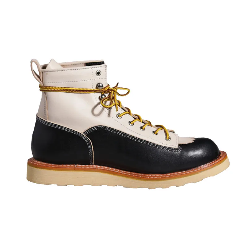 

Brand new fashion winter snow boots mens women color matching Work Chelsea boots handmade wings locomotive men's shoes