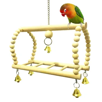 

Bird Parrot Swing Hanging Wooden Toy Standing Parrot Swing Log Swing Bridge Stair Ladder