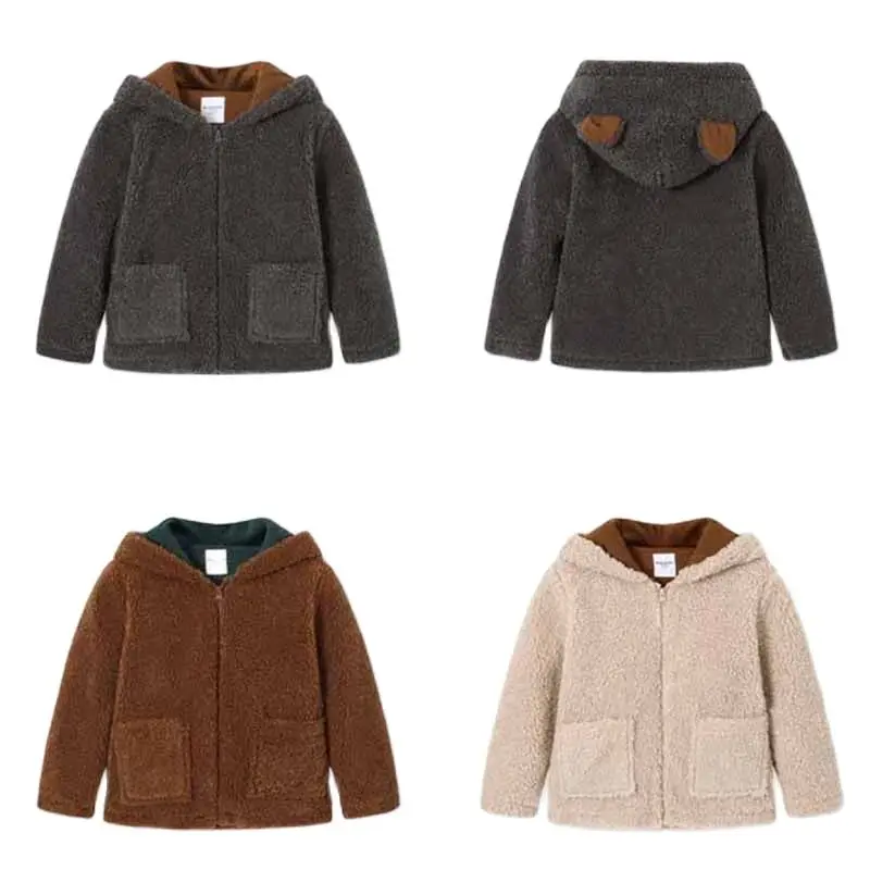

Fall Winter Korean Boys Coat Plus Velvet Thickening Cardigan Granular Velvet Loose Lamb Velvet Warm 0-4 Years Children Jacket