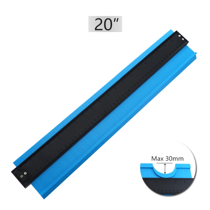 20inch-Blue-30mm 1" /20" контурный датчик абс-профиль линейка расширение контур Дубликатор датчик для плитки ламината кромки - Color: 20inch-Blue-30mm
