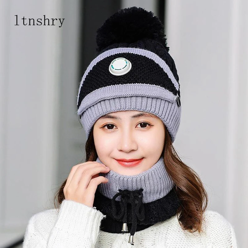 

Новинка 2020, женская зимняя трикотажная шерстяная шапка, маска, женские теплые велосипедные шапки, шапочки, женский воротник, джемпер, Кепка