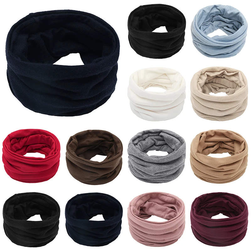 

Winter Warm Neckerchief For Unisex Solid Color Knitted Soft Scarf Fashion Men Women Portable Casual Circle Scarf Accessories