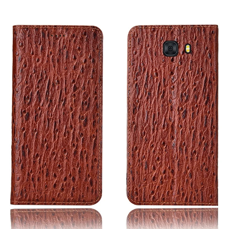 

Ostrich Pattern Genuine Leather Ultra Thin Card Slot Case For Samsung Galaxy C9 Pro/Samsung Galaxy A9 Pro Magnetic Case Coque