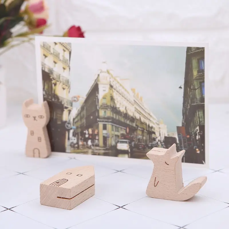 

Cute Cartoon Animal Wooden Information Folder Photo Clip Note Memo Notes Display Board Clamps Message Stand Holder