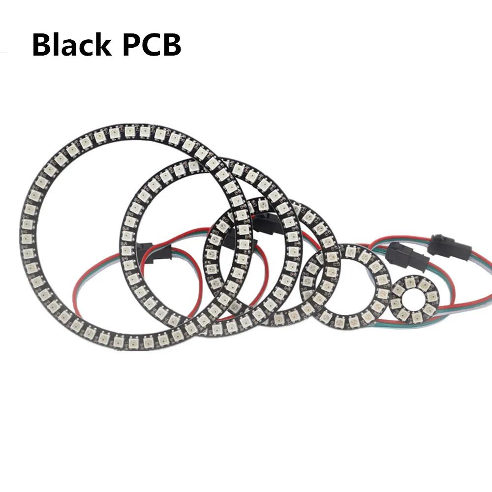 DC 5V WS2812B Led Module Strip 5050 SMD RGB Individual Addressable Ring Round Led Pixel Light Black/White PCB 8/16/24/35/45Leds
