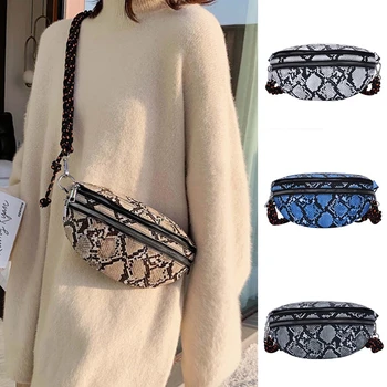 

Aelicy 3-Pocket Serpentine Women Waist Bag Lady Fashion Fanny Pack Designer Belt Bag Mini Women's Bag Luxury Waist Pack 17