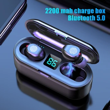 

F9 TWS Bluetooth Earphone Wireless Earbuds HIFI Mini In-ear Waterproof Sweatproof Sport Game HD Call Mic Phone Touch Control