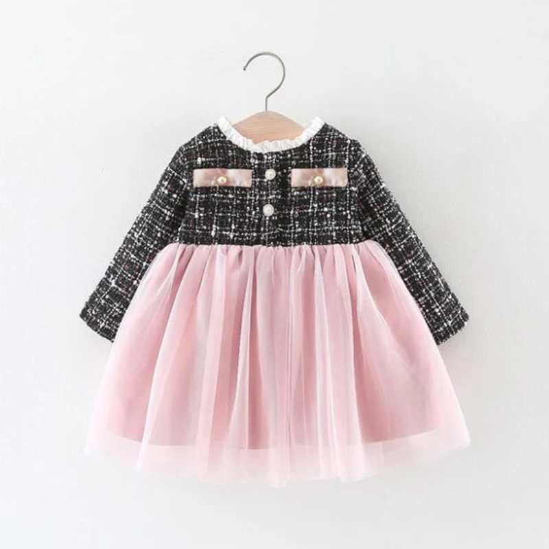 Платье принцессы для маленьких девочек; классическая клетчатая одежда с длинными рукавами для детей; осенняя одежда для дня рождения; модная дизайнерская одежда для младенцев; Vestidos