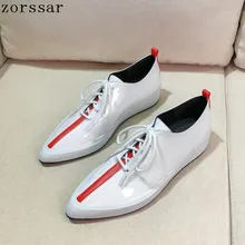Zorssar/ г., летние женские кроссовки на платформе женская обувь из натуральной кожи с острым носком мягкие повседневные Модные женские лоферы