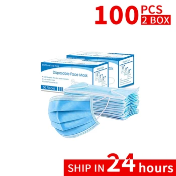 

50PCS/Box Masks Disposable Anti-Pollution Face Mask 3-layer mascarillas Gas Mouth Mask Dust Antibacterial Face Filter Mask