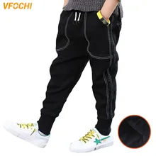 VFOCHI New 4-14T Boys Jeans Velvet Pants Autumn Winter Solid Color Kids Trousers Teenage Clothing Elastic Waist Boy Cargo Pants