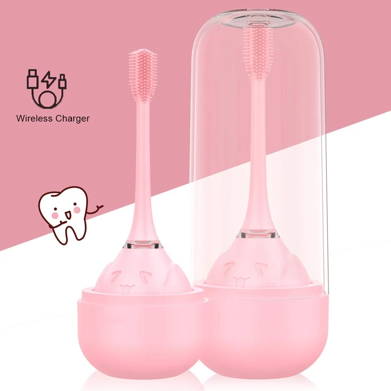 Kids Wireless Rechargeable Electric Toothbrush,Sonic Toothbrush, Cute Onion-Shaped, Waterproof 360°Brush Head and Timing Functio