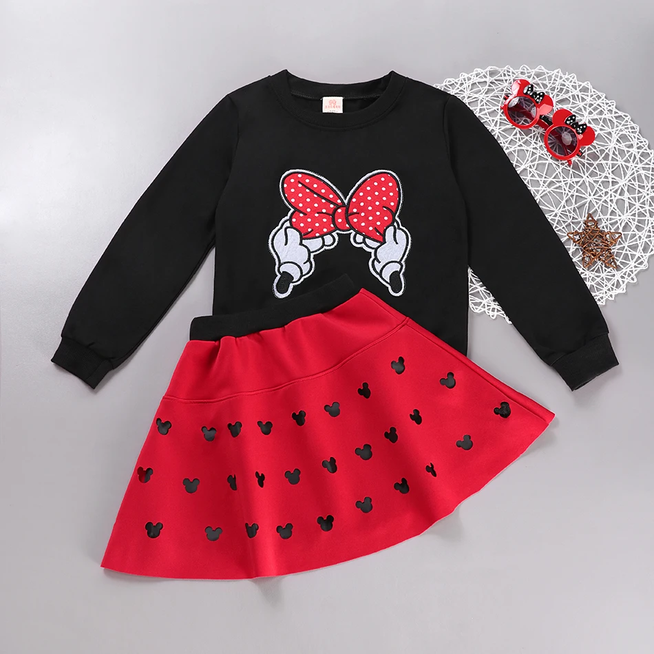 

Disney Girl Mickey Minnie Top+Skirt dress Set Kids 2Pcs Fashion Christmas Costume Children Clothes Long Sleeve For 2-9 Years
