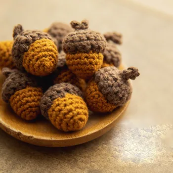 

5pcs DIY Baby Goods Leaves Pine Nuts Teethers For Teeth Wooden Rodent Crochet Wooden Beads For Baby Pacifier Pendant Copyright