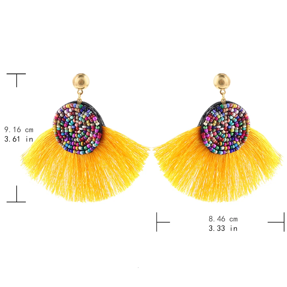 2018 Fashion Red Long Tassel Drop Earrings Vintage Ethnic Fringed Dangle Earrings Women Jewelry Bohemian Ear Drop Brincos CS27