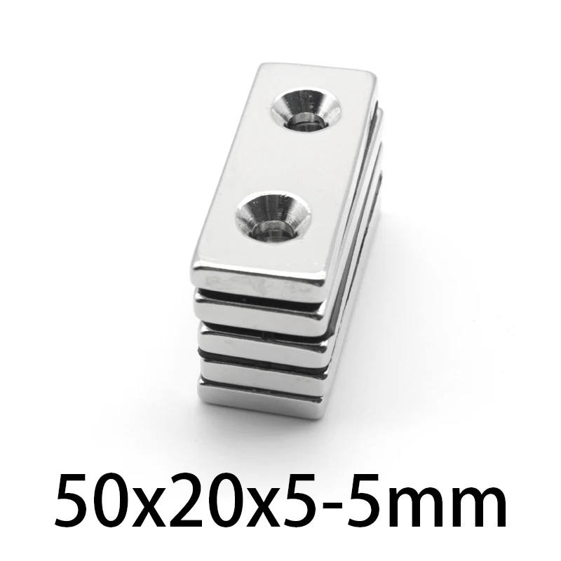 Magneti Al Neodimio 50*20*5-5Mm 50X20X5Mm Foro 5Mm 2 Magneti Svasati In Terre Rare N35 Blocco Super Forte Cuboid