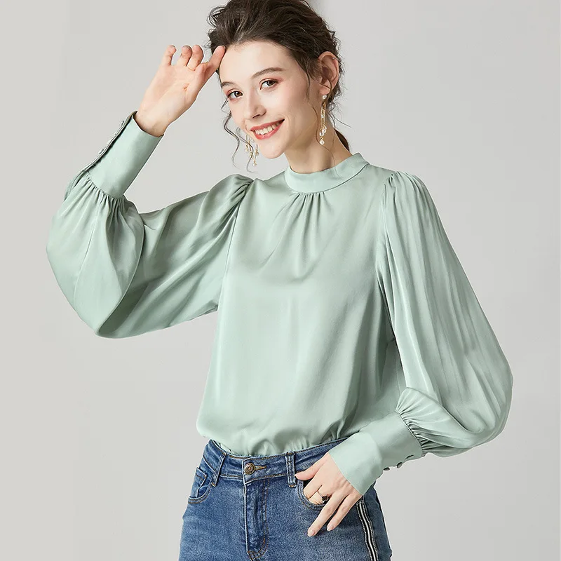 sky blue silk blouse for women high quality long sleeve 4XL plus size casual sexy office dress shirts fashion dropshipping sky blue silk blouse for women high quality long sleeve 4XL plus size casual sexy office dress shirts fashion dropshipping