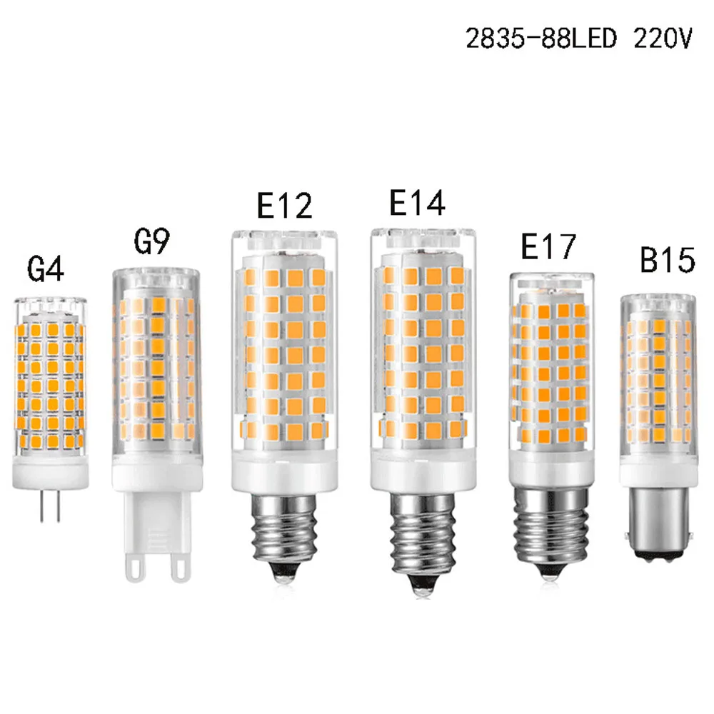 

10pcs G9 G4 E12 E17 BA15D LED Lamp AC 220V 8W Ceramic SMD2835 LED Bulb Warm/Cool White Spotlight replace Halogen light