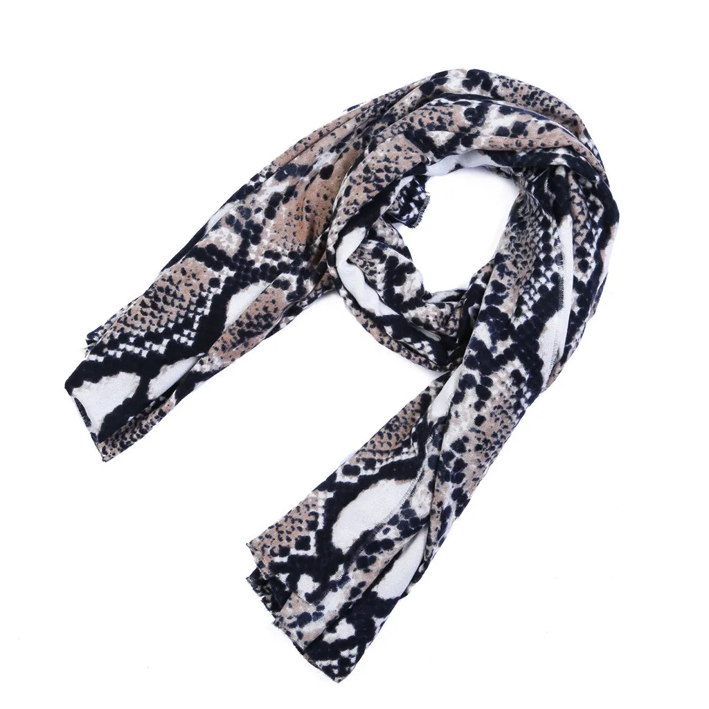Зимние змея шарф с принтом для женщин длинный шарф из мягкого шелка шифоновые платки и палантины в богемном стиле пляжная шелковые шарфы Hiver Femme
