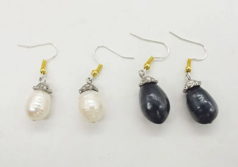 Large baroque pearl earrings, 2 pairs, white/black, natural Baroque pearl earrings,  Mothers Day Gift