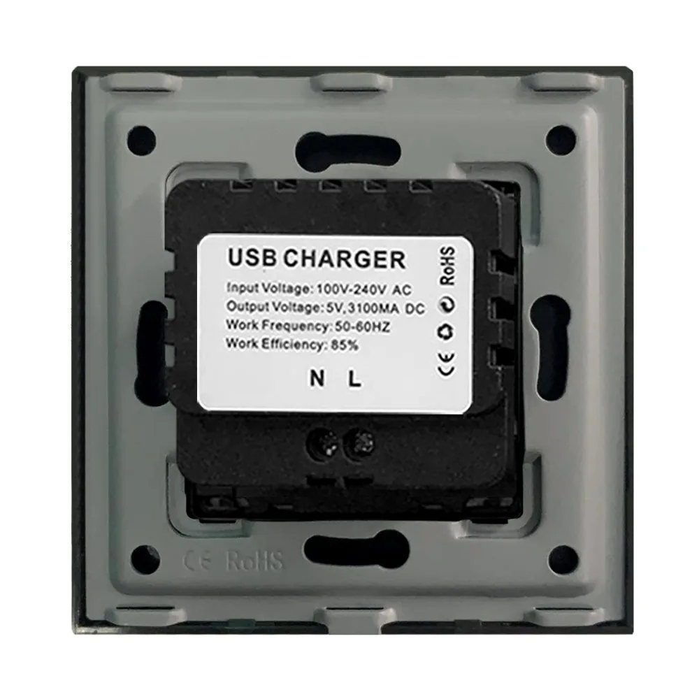 BSEED двойная USB настенная декоративная розетка двойная черная Золотая белая панель